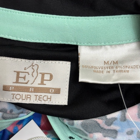 NWT- EP Pro Tour Tech Black Multi Paradise Found Golf/Tennis Polo - Picture 6 of 6